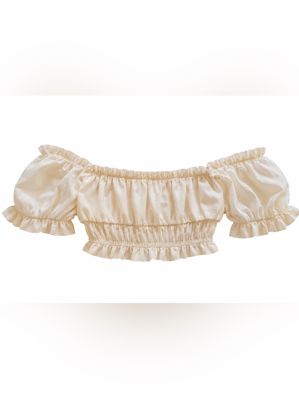 Forever 21 Cream Off-Shoulder Ruffle Crop Top